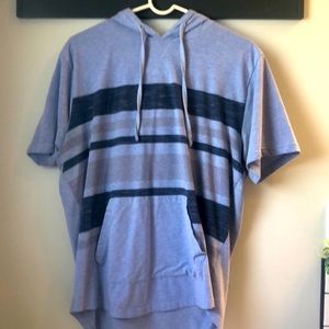 Striped Blue Short Sleeve Hoodie